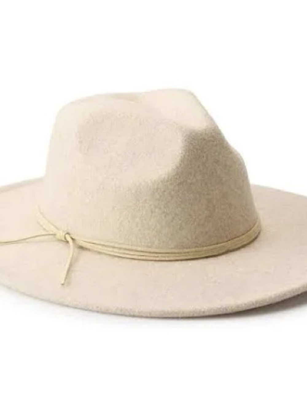 Time and Tru Wide-Brim Felt Fedora Hat in Cream